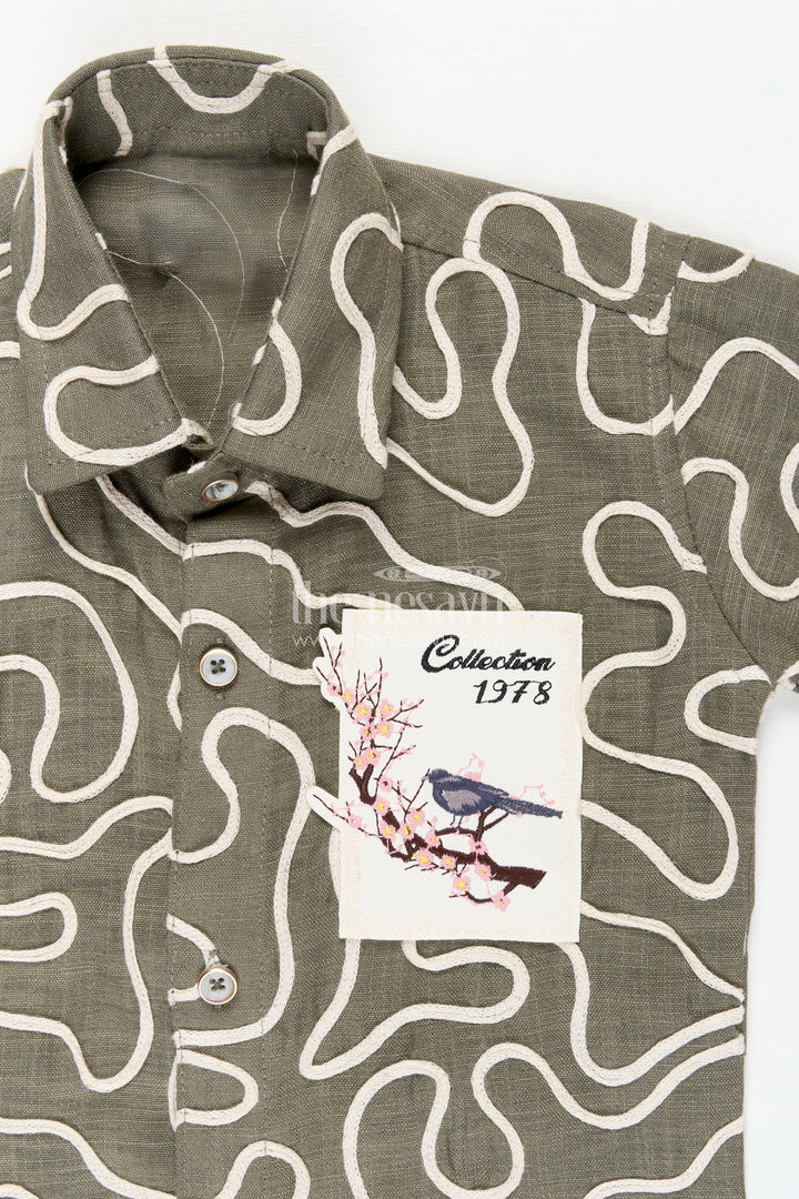 Boys abstract print cotton shirt set with trousers comfy everyday fashion