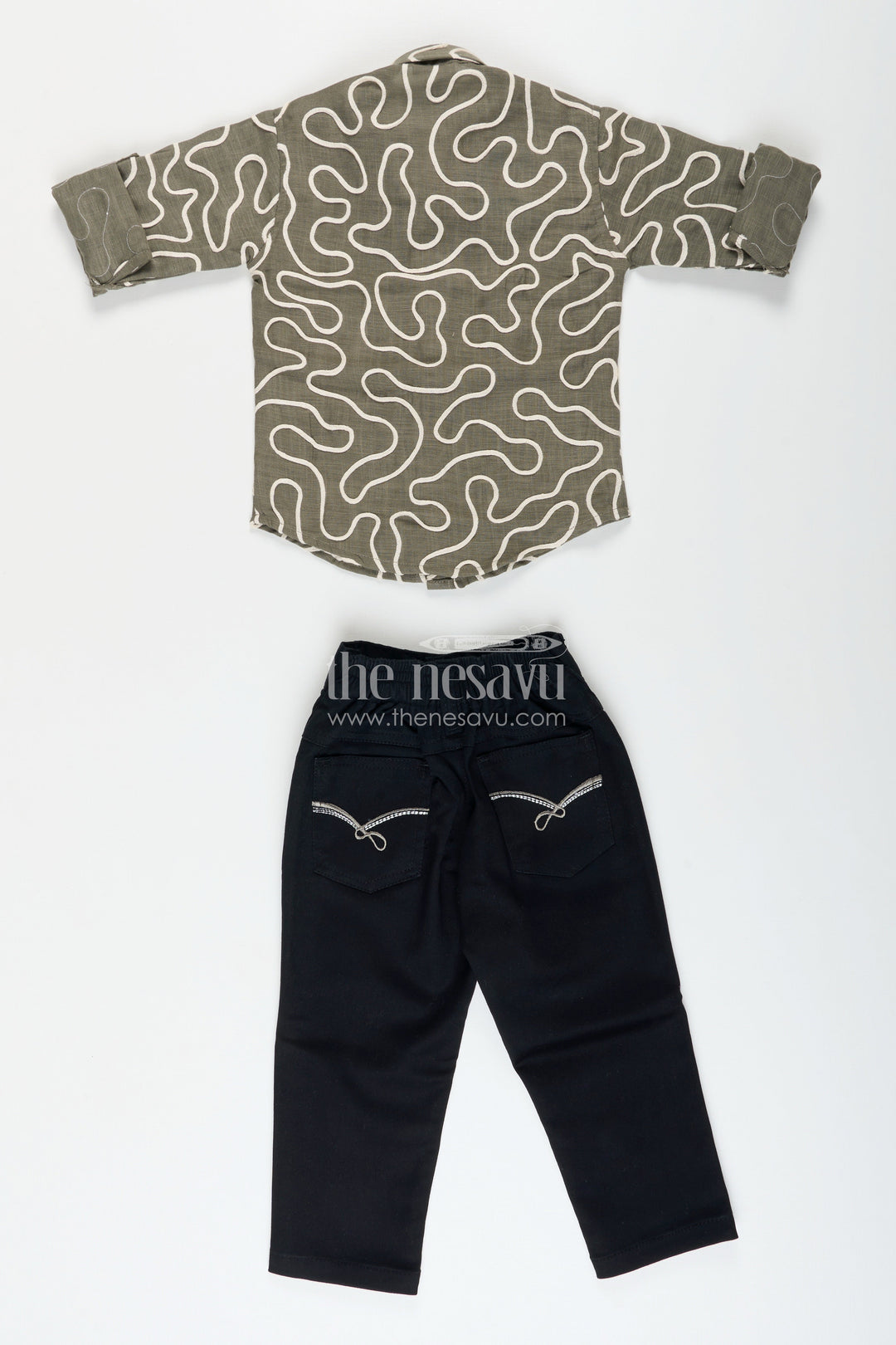 Boys abstract print cotton shirt set with trousers comfy everyday fashion
