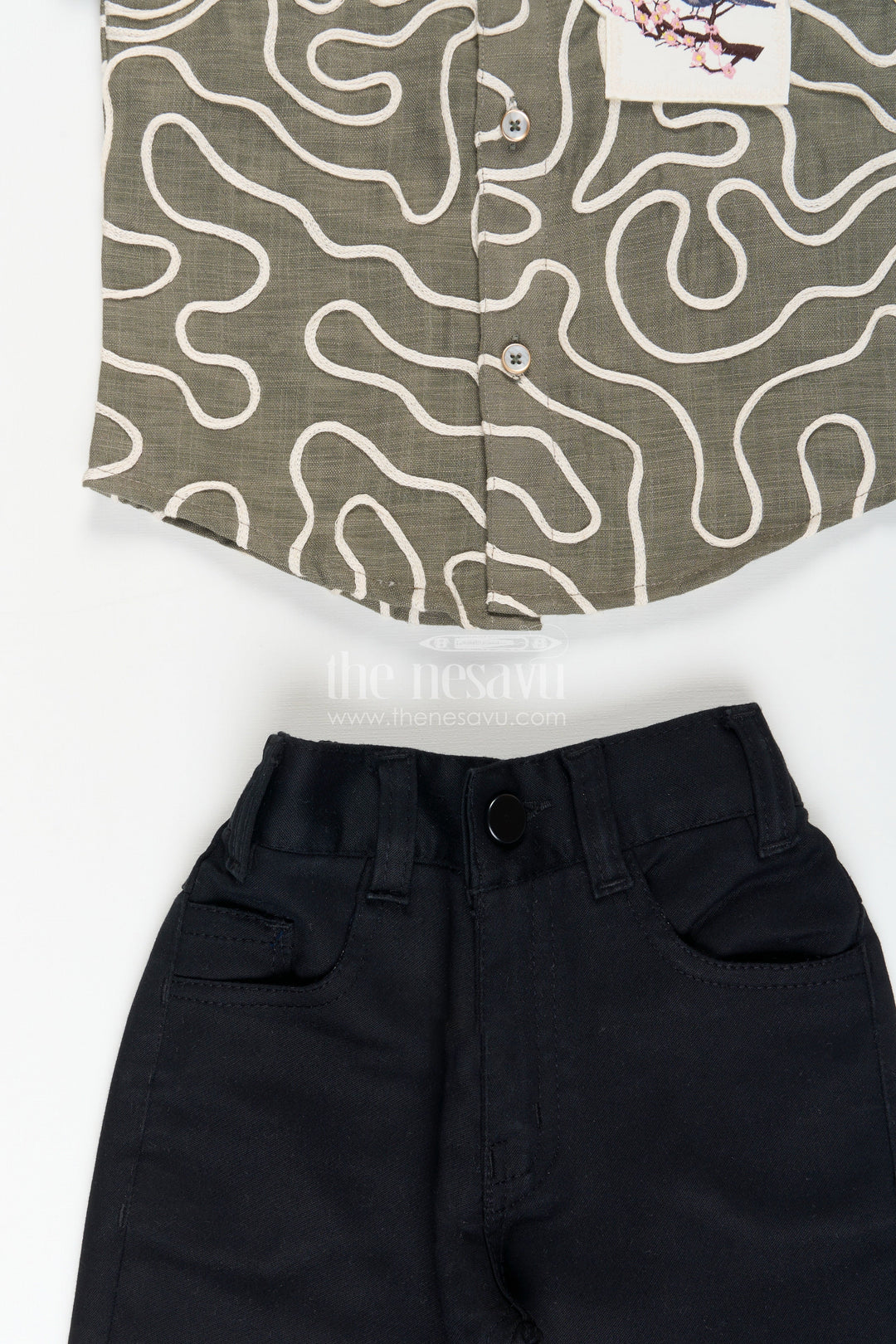 Boys abstract print cotton shirt set with trousers comfy everyday fashion