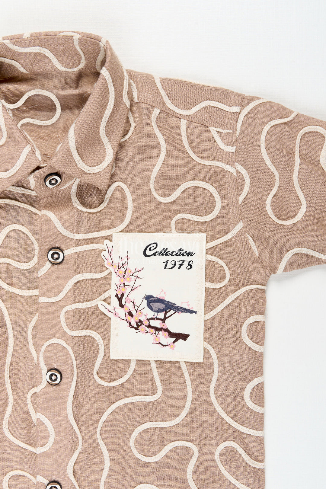 Embroidered boys casual shirt and trouser set smart and breathable daywear
