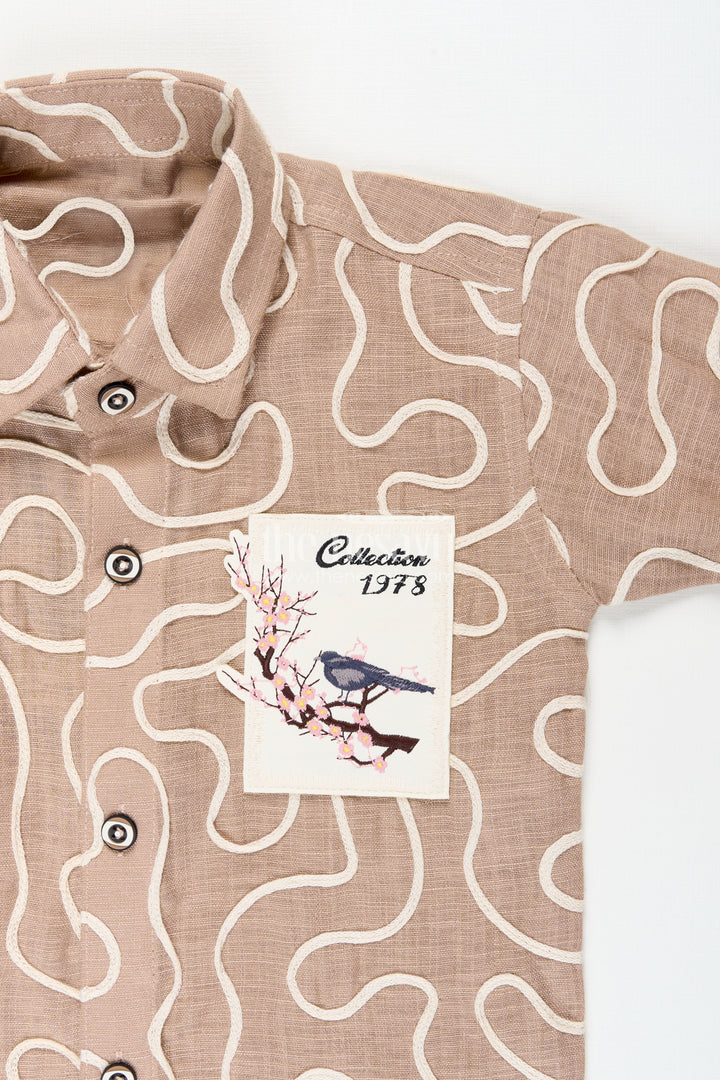 Embroidered boys casual shirt and trouser set smart and breathable daywear