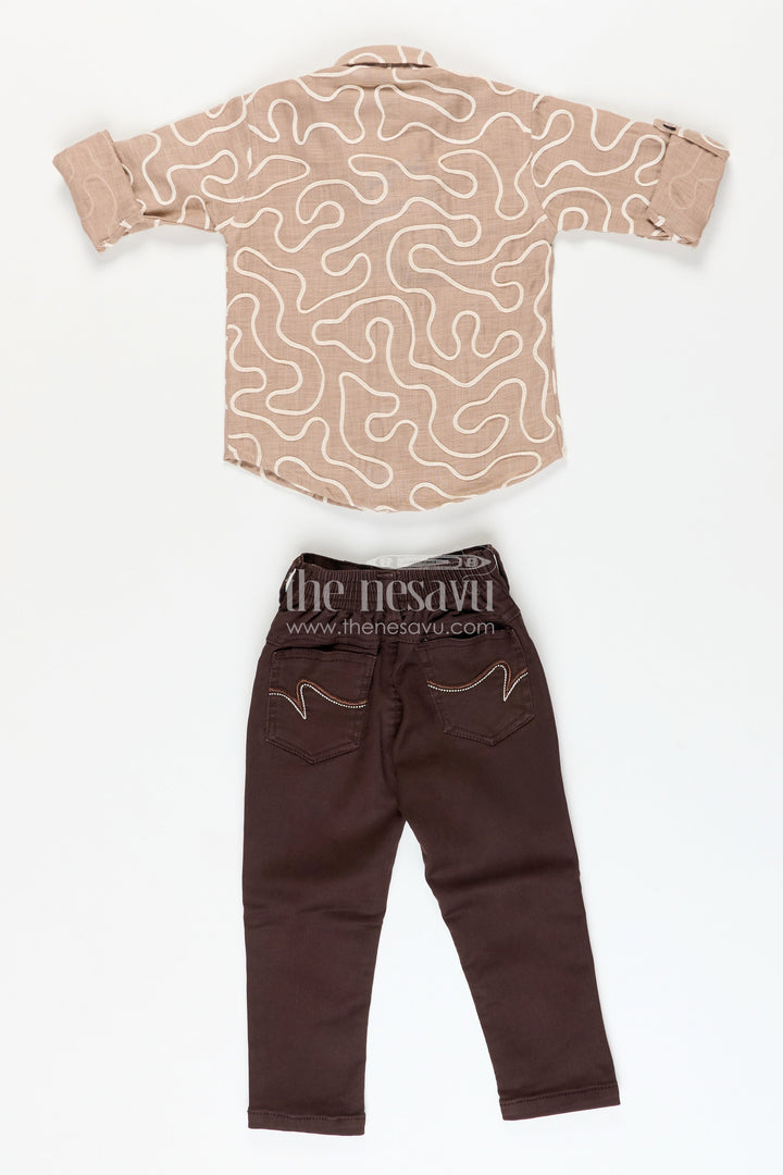 Embroidered boys casual shirt and trouser set smart and breathable daywear