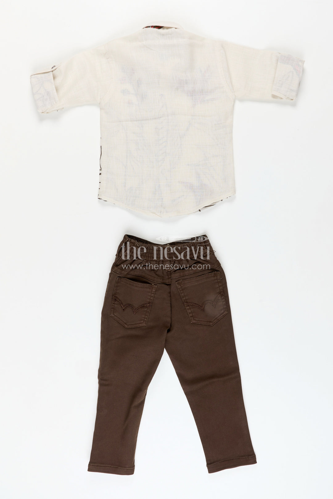 Boys floral embroidered cotton shirt with trousers casual festive wear
