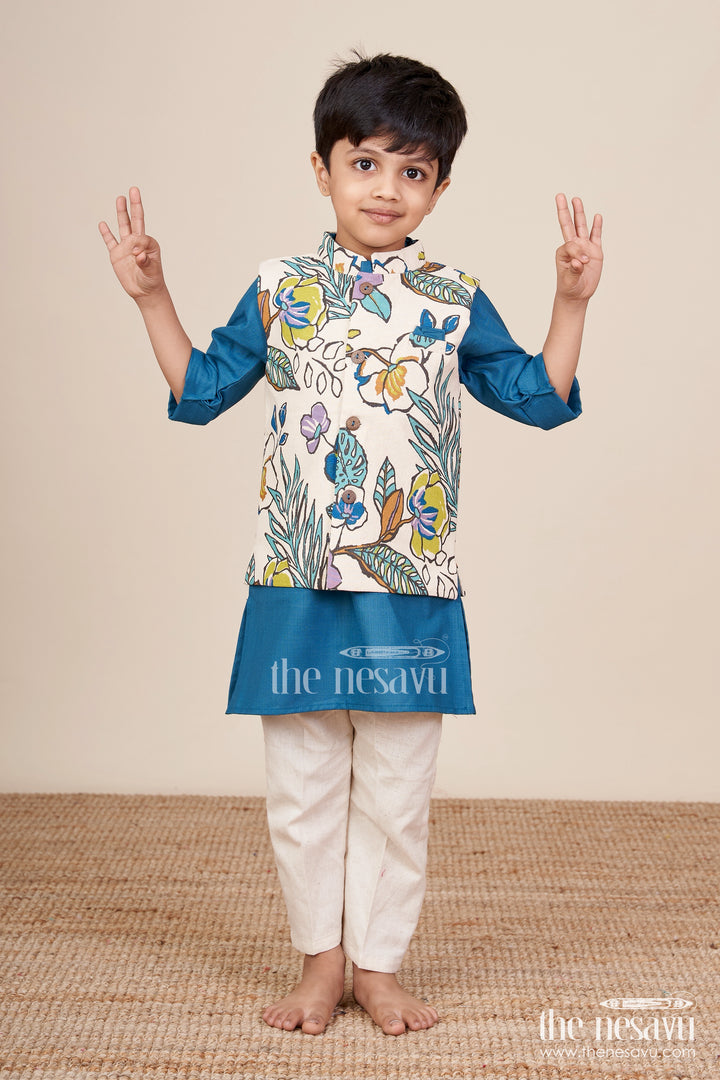 Baby boys cotton jacket kurta set for festive and cultural wear