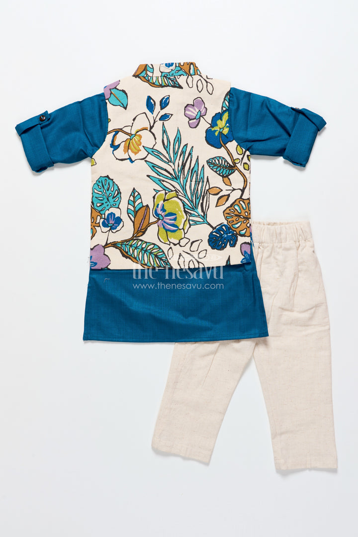 Baby boys cotton jacket kurta set for festive and cultural wear