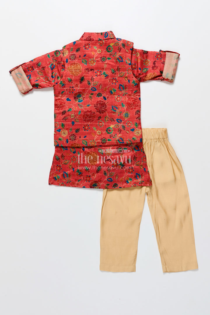 Toddler boys silk blend kurta set for weddings and special occasions