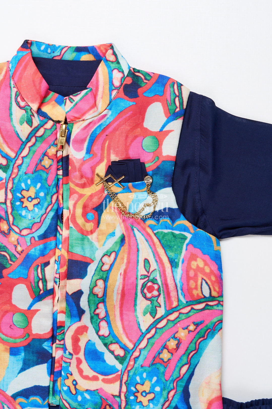 Toddler boys ethnic kurta set with digital print jacket for cultural events