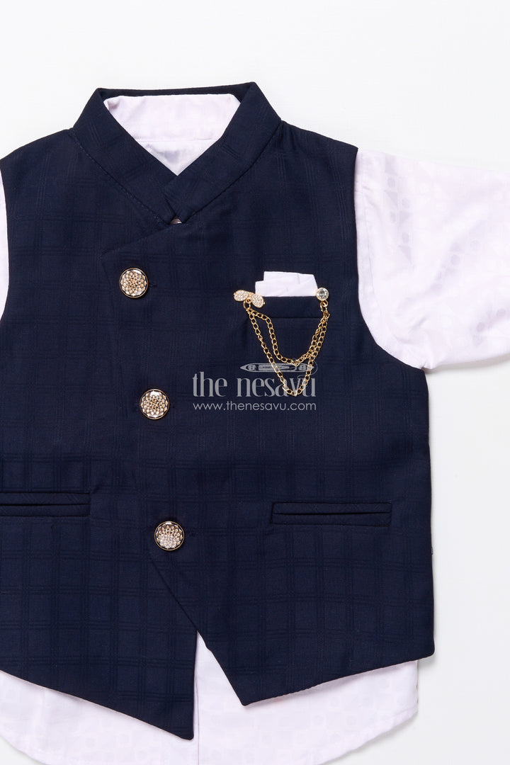 Boys formal kurta set with elegant cotton jacket for weddings and receptions