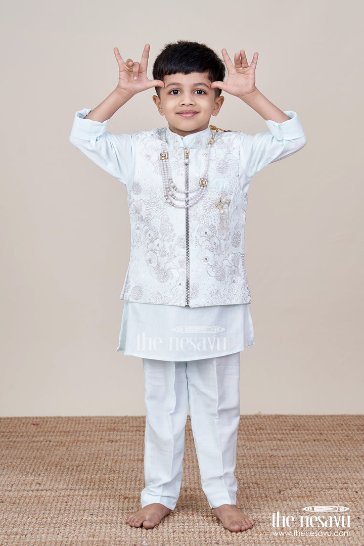 Boys Silk Blend Jacket Set for Festive Occasions and Weddings