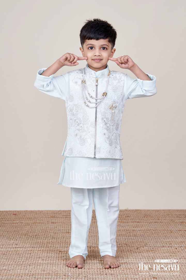 Boys Silk Blend Jacket Set for Festive Occasions and Weddings