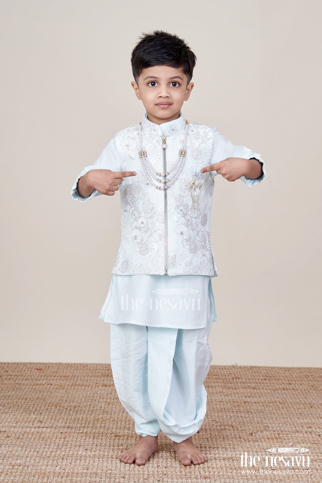 Boys Silk Blend Jacket Set for Festive Occasions and Weddings
