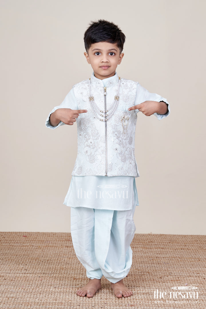 Boys Silk Blend Jacket Set for Festive Occasions and Weddings