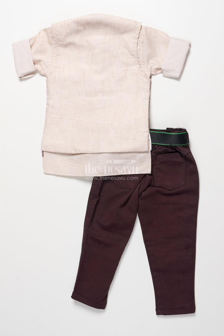 Boys Cotton Kurta Pant Set with Heritage Digital Print