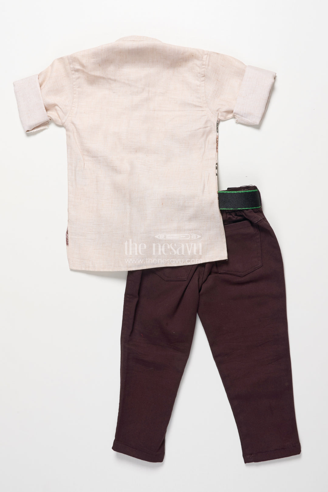 Boys Cotton Kurta Pant Set with Heritage Digital Print
