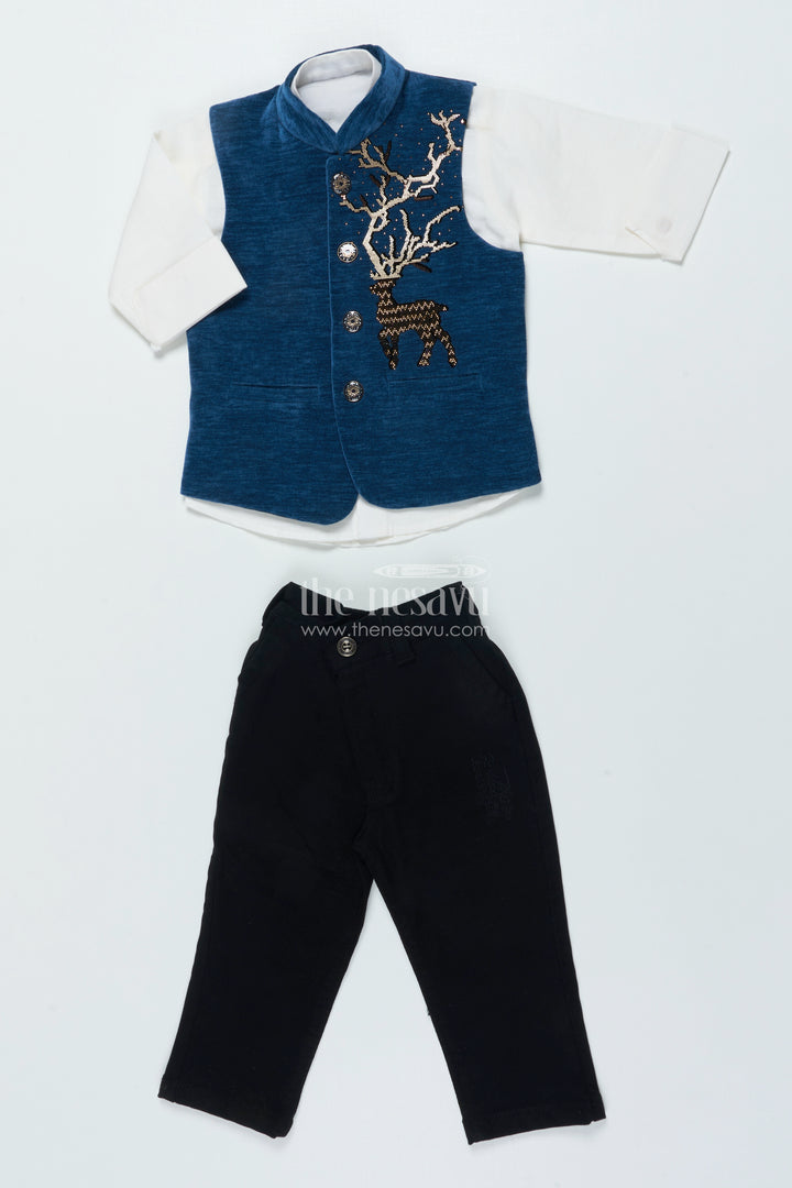 Boys Cotton Velvet Jacket Set for Weddings and Traditional Events