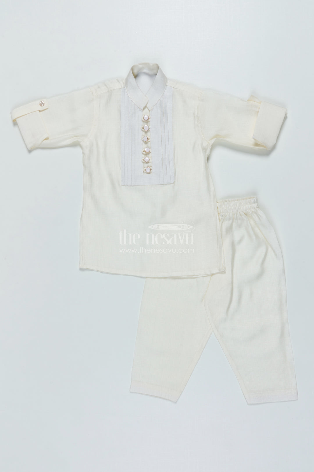 Boys Ethnic Jacket Set with Embroidered Nehru Vest for Poojas and Functions