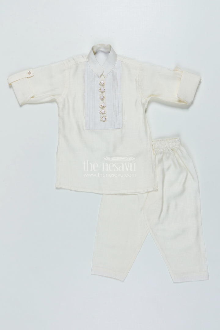 Boys Ethnic Jacket Set with Embroidered Nehru Vest for Poojas and Functions