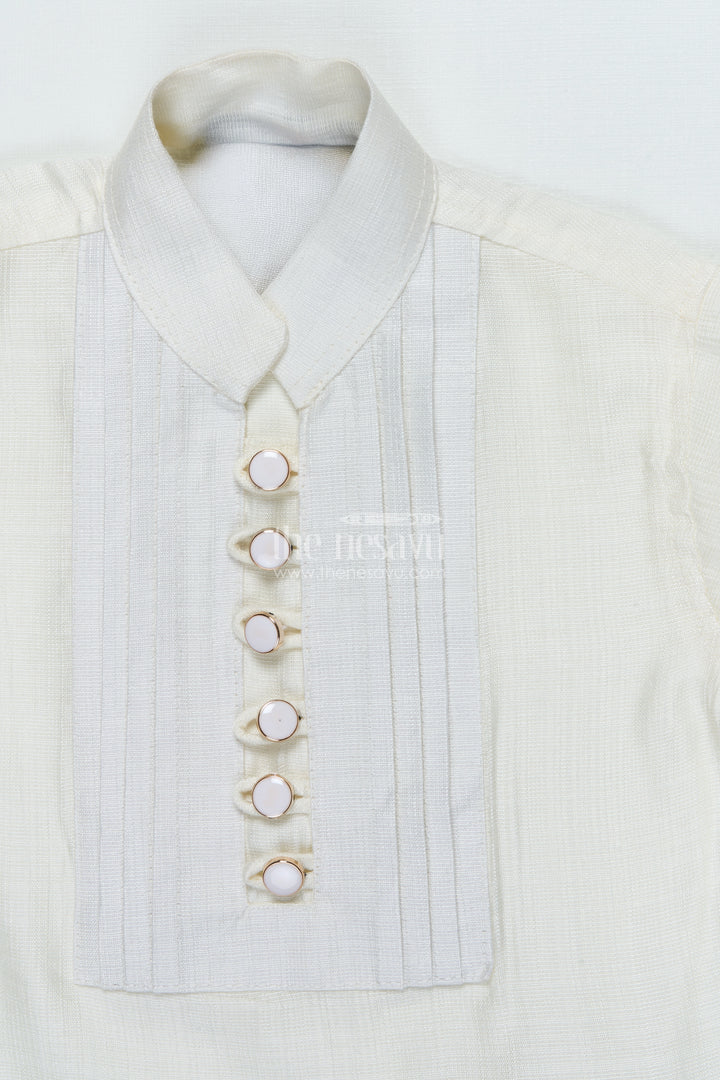 Boys Ethnic Jacket Set with Embroidered Nehru Vest for Poojas and Functions