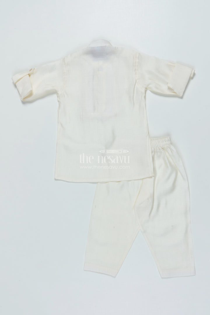 Boys Ethnic Jacket Set with Embroidered Nehru Vest for Poojas and Functions