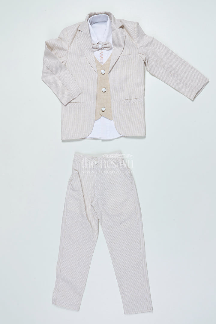 Boys Three-Piece Blazer Set with Bow Tie for Weddings and Celebrations