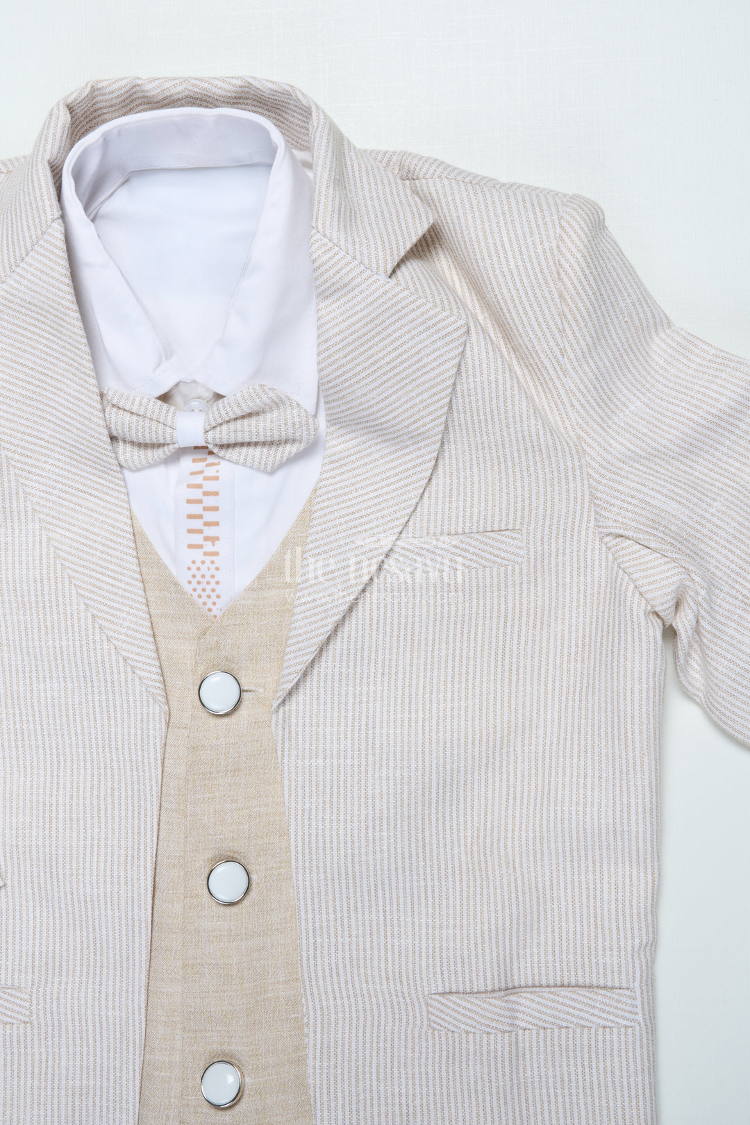 Boys Three-Piece Blazer Set with Bow Tie for Weddings and Celebrations