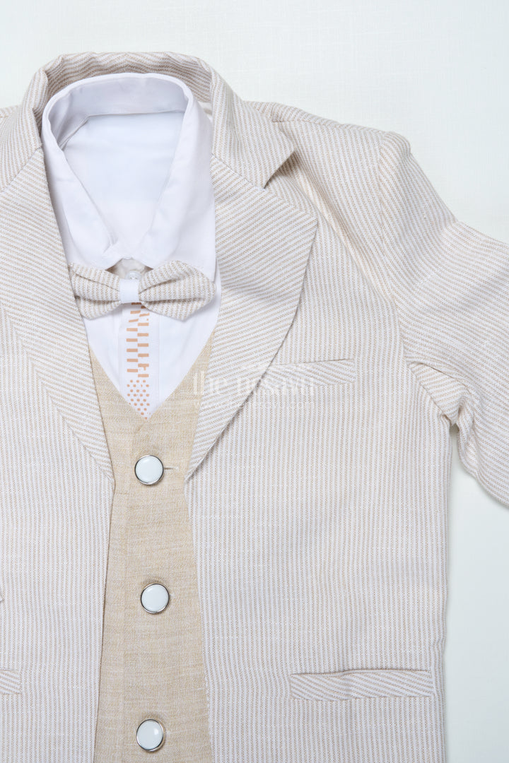 Boys Three-Piece Blazer Set with Bow Tie for Weddings and Celebrations