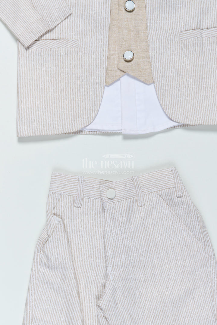 Boys Three-Piece Blazer Set with Bow Tie for Weddings and Celebrations