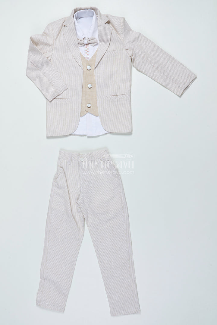 Boys Three-Piece Blazer Set with Bow Tie for Weddings and Celebrations