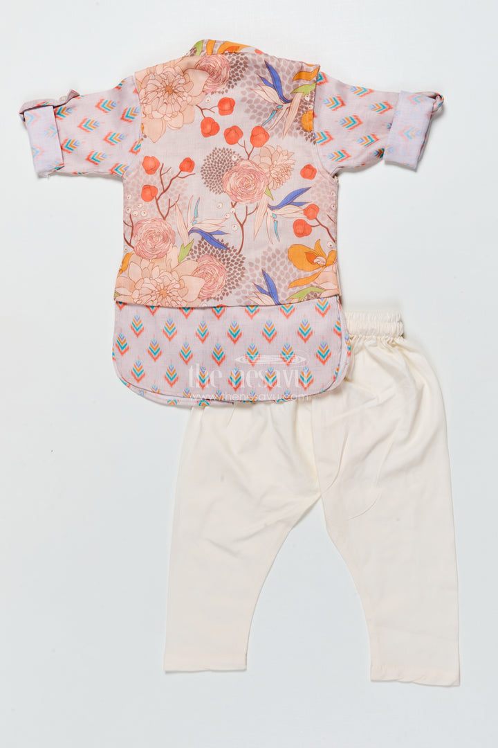 Boys Kurta Pajama with Printed Jacket for Weddings and Ethnic Functions
