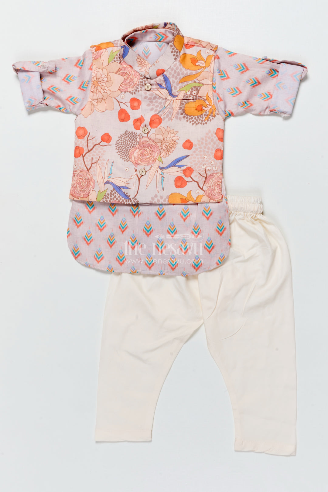 Boys Kurta Pajama with Printed Jacket for Weddings and Ethnic Functions