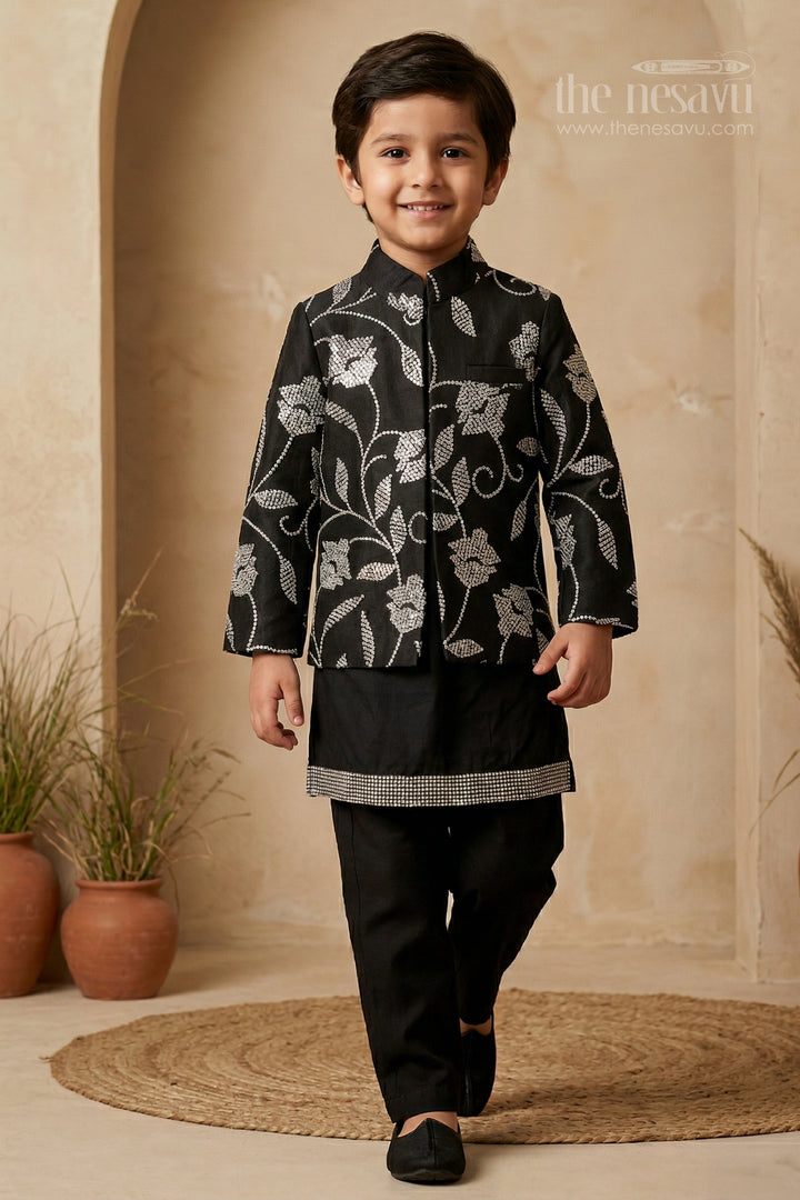 Boys Festive Kurta Jacket Set for Weddings and Celebrations