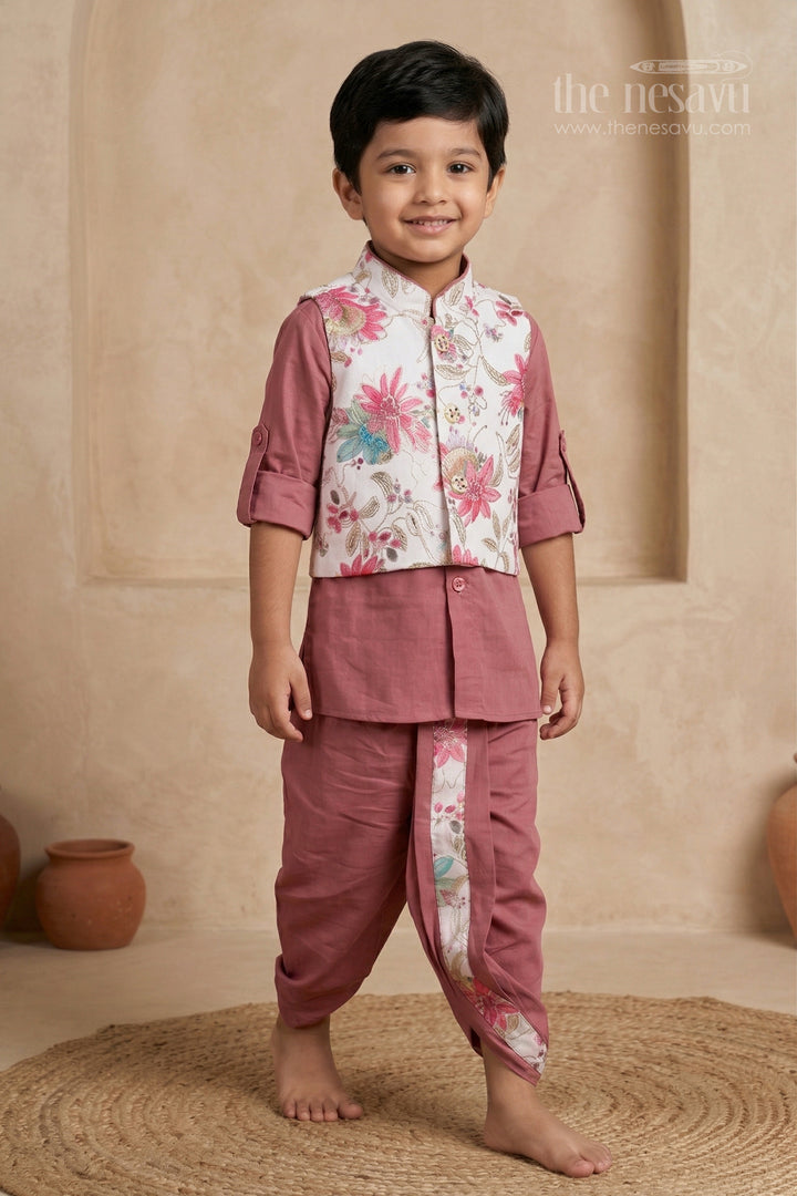 Boys Dhoti Set with Jacket for Festive Celebrations and Temple Visits