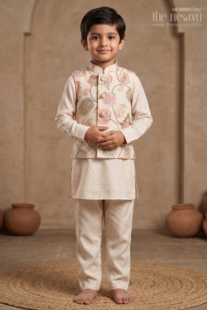 Boys Ethnic Jacket Kurta Set for Celebrations and Family Gatherings