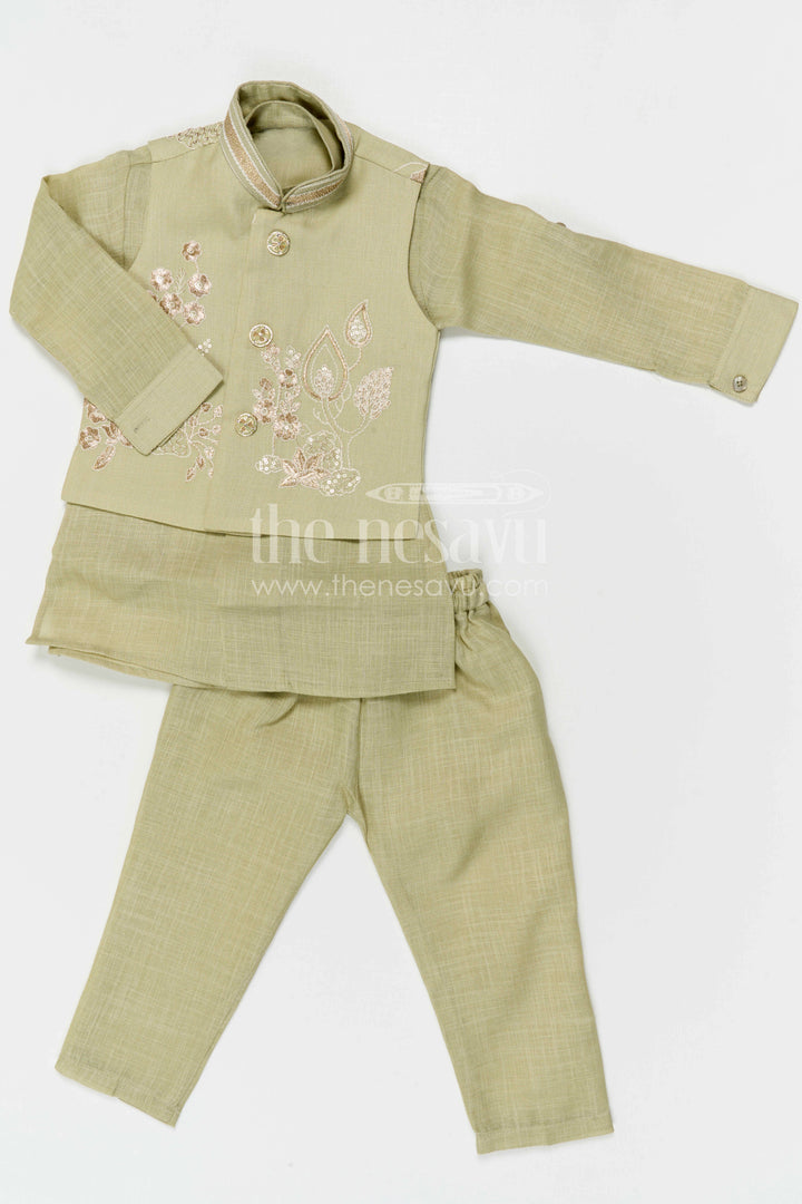 Boys Cotton Jacket Set for Festive Gatherings and Daytime Functions