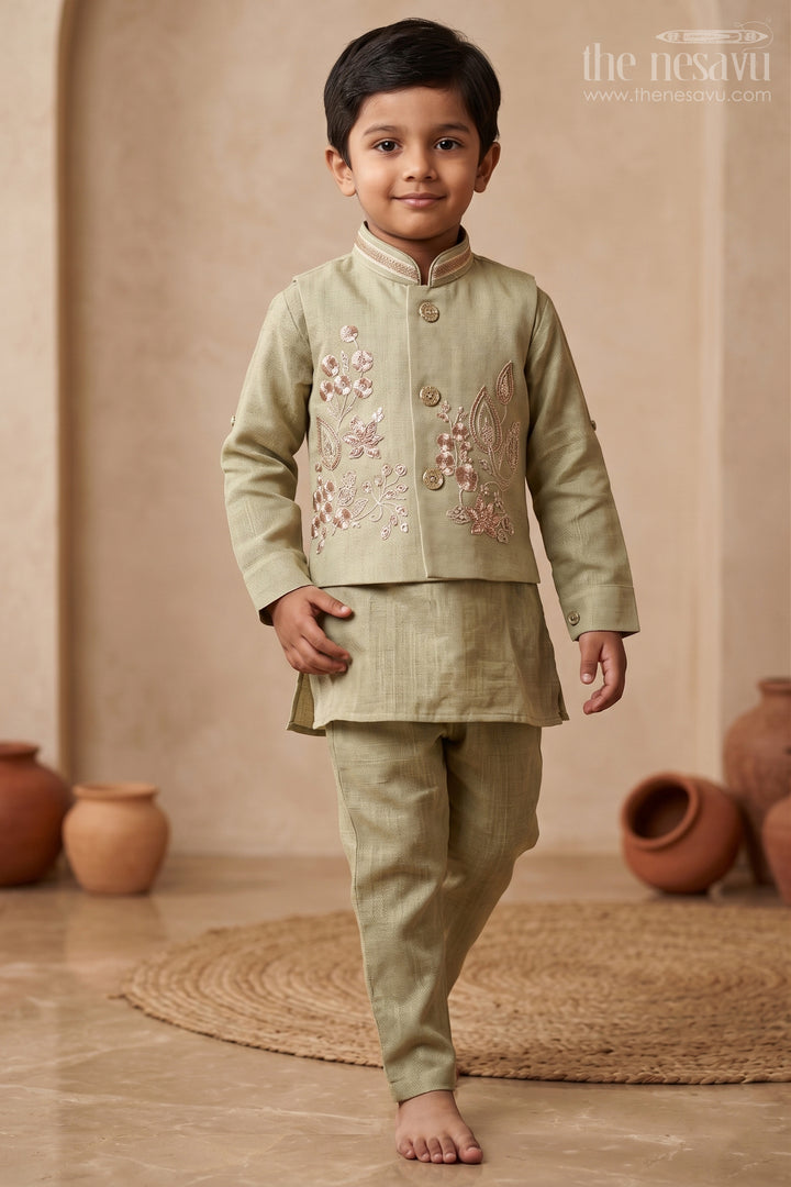 Boys Cotton Jacket Set for Festive Gatherings and Daytime Functions