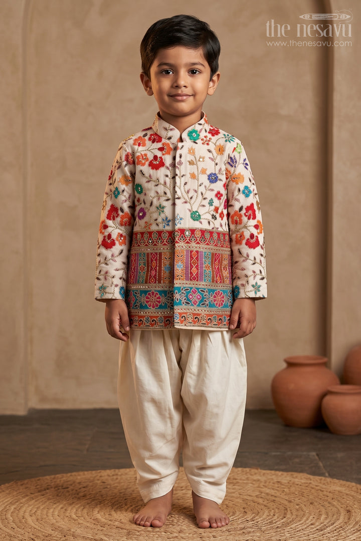Wedding Wear Kurta Set for Little Boys with Traditional Embroidery