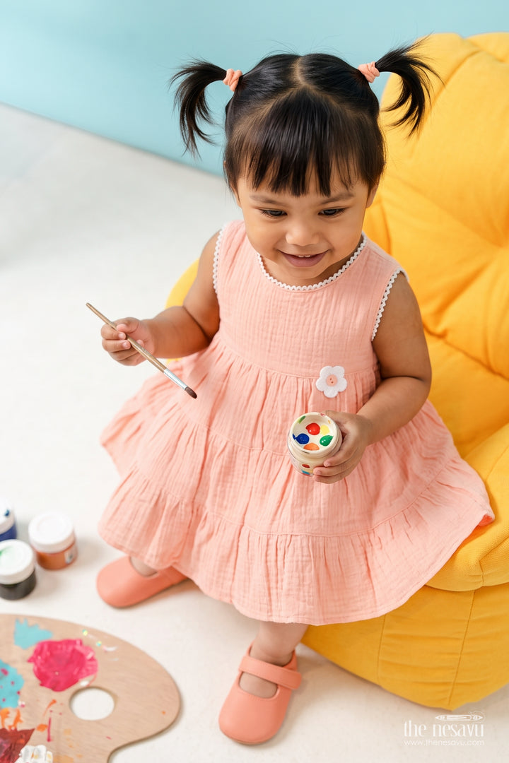 Baby Girl Tiered Muslin Dress for Playdates Photoshoots and Family Outings