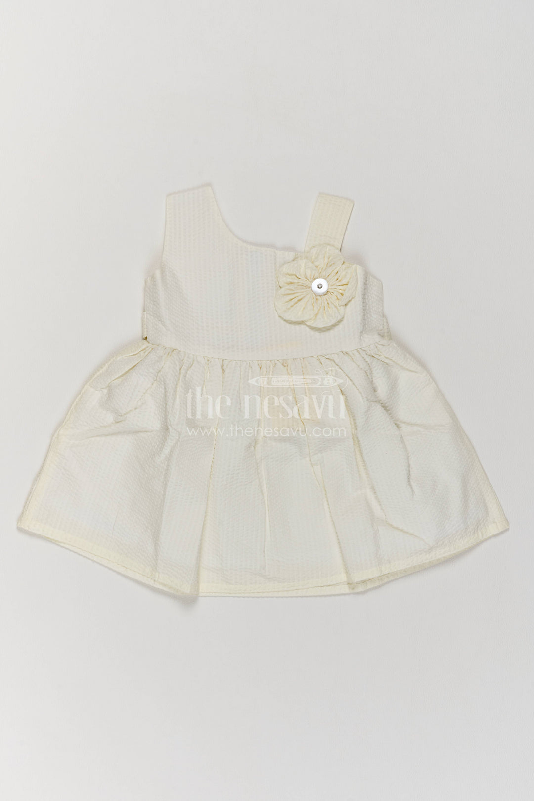 Newborn Baby Dress in Yellow with Floral Detailing for Family Functions