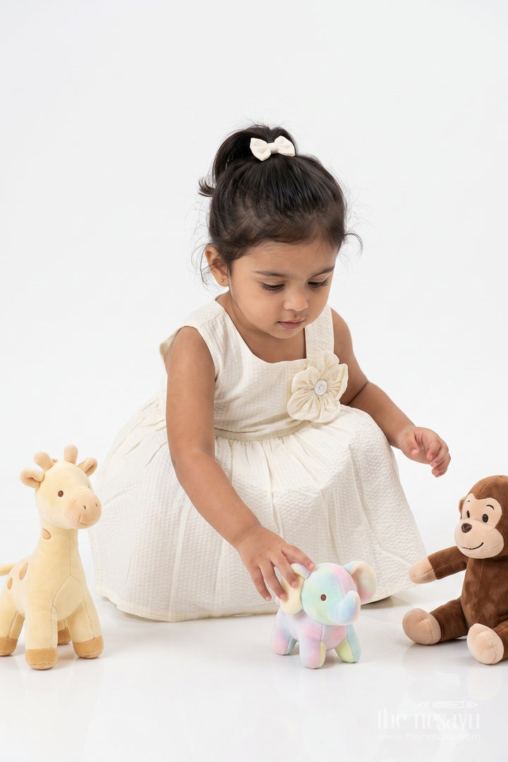 Newborn Baby Dress in Yellow with Floral Detailing for Family Functions