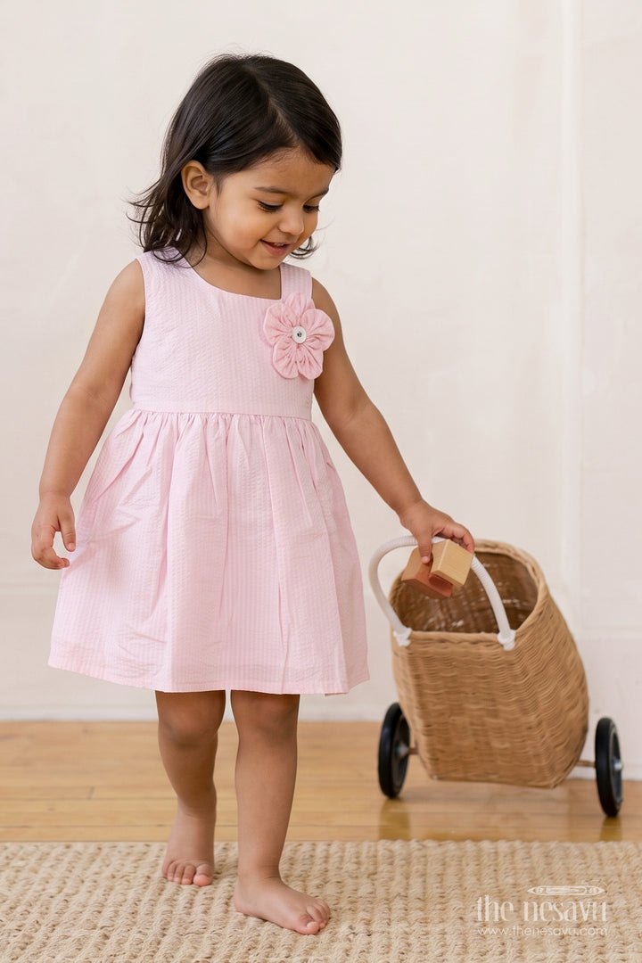 Baby Girl Frock with Floral Detailing in Peach for Special Occasions