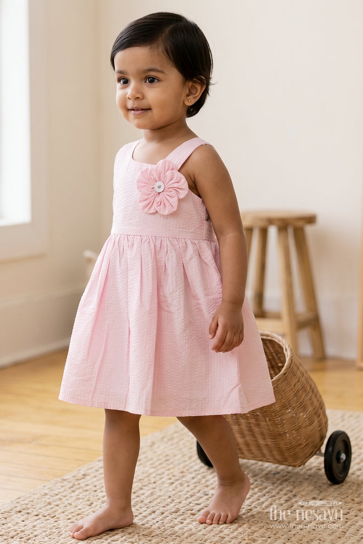 Baby Girl Frock with Floral Detailing in Peach for Special Occasions