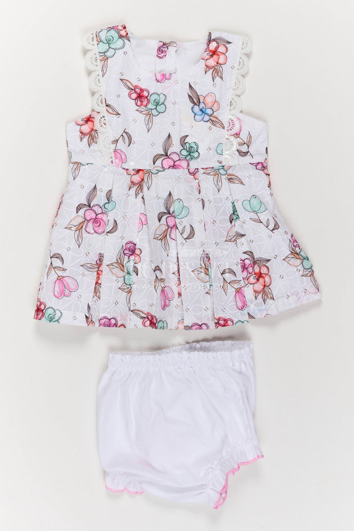 Baby Girl Cotton Frock with Half White Digital Print for Celebrations
