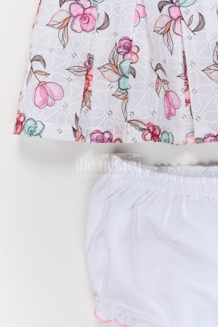 Baby Girl Cotton Frock with Half White Digital Print for Celebrations