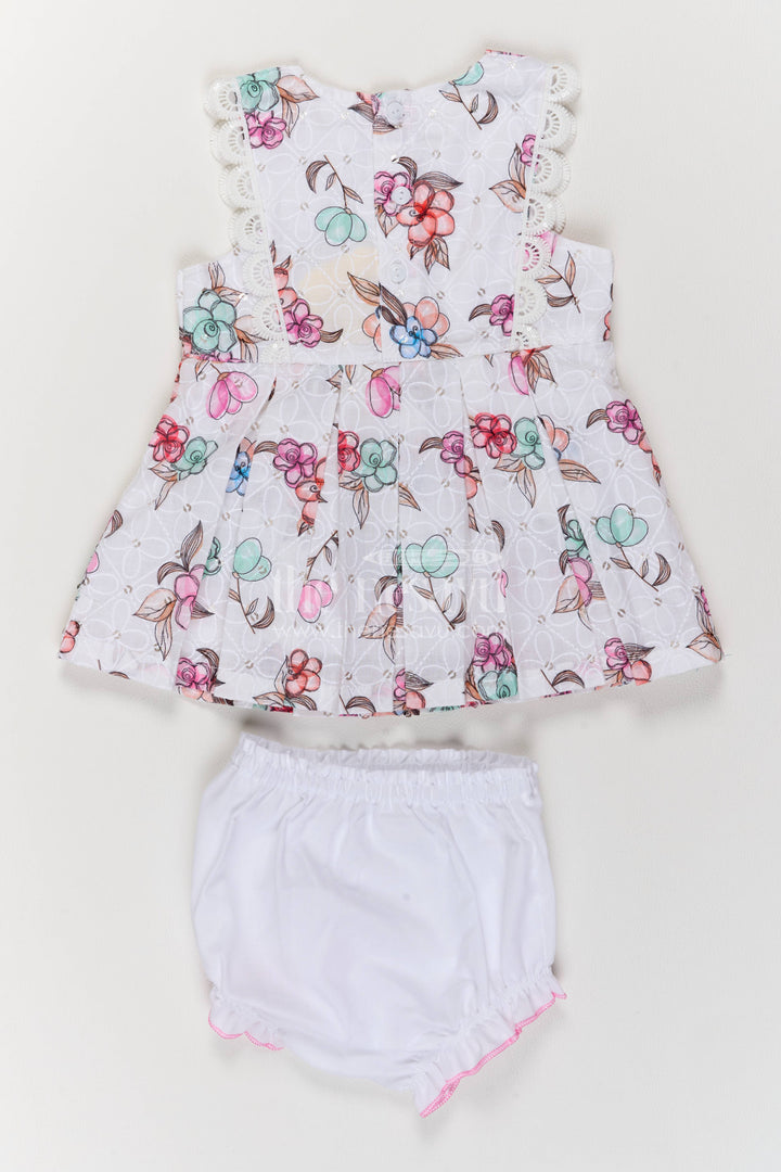 Baby Girl Cotton Frock with Half White Digital Print for Celebrations