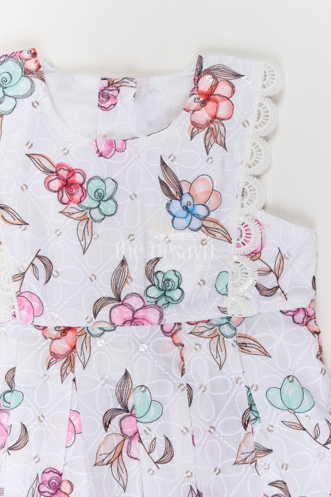 Baby Girl Cotton Frock with Half White Digital Print for Celebrations