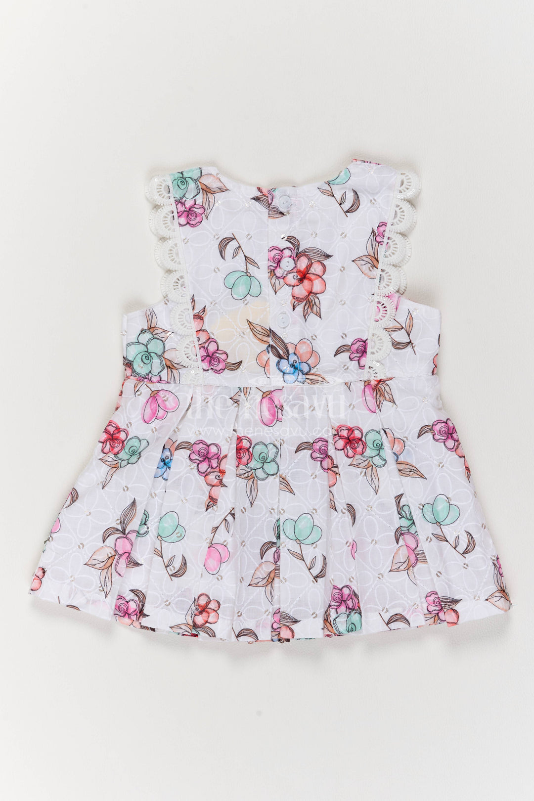 Baby Girl Cotton Frock with Half White Digital Print for Celebrations