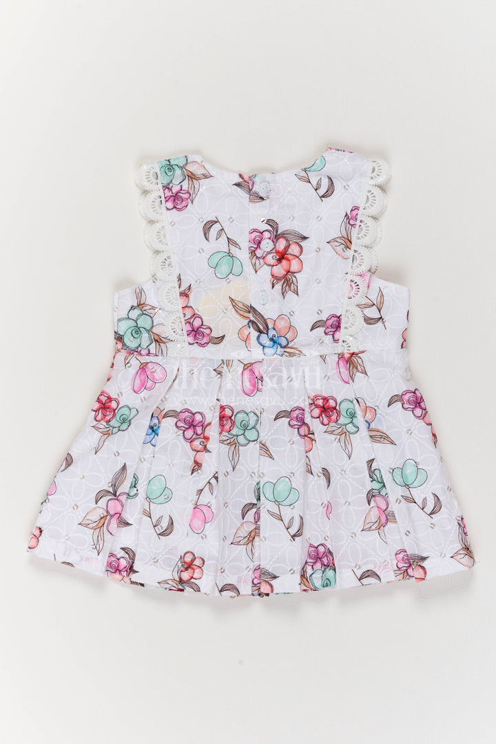 Baby Girl Cotton Frock with Half White Digital Print for Celebrations