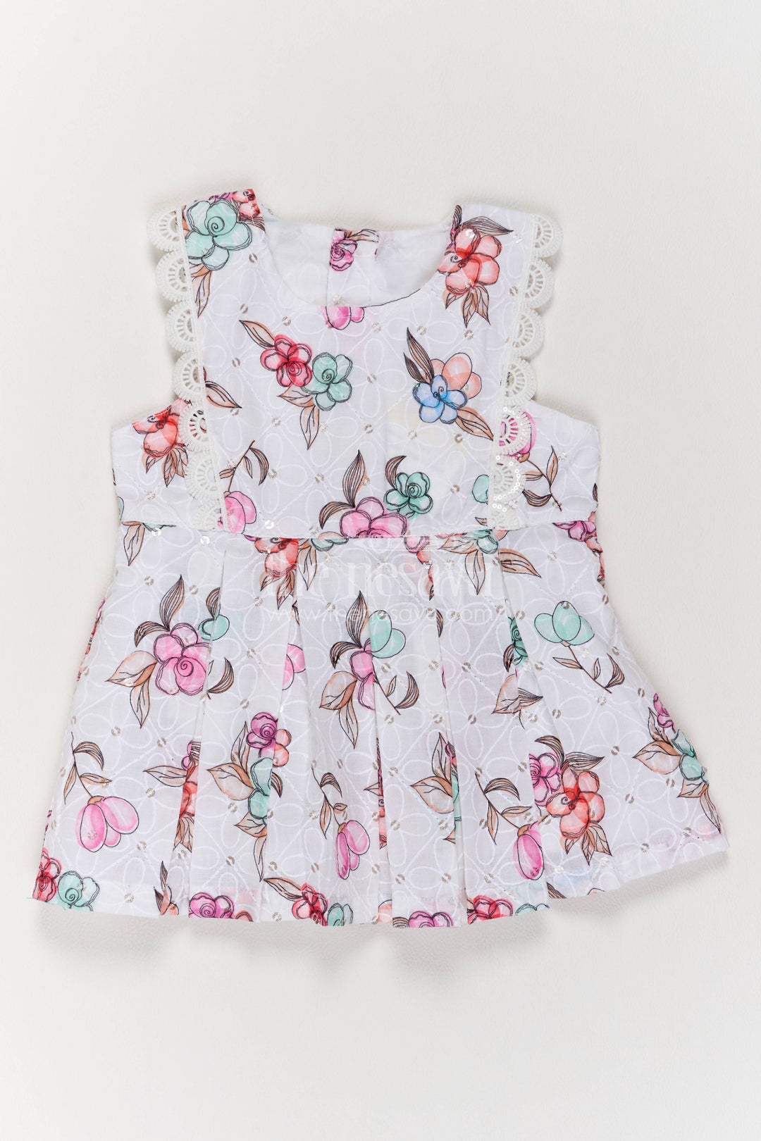 Baby Girl Cotton Frock with Half White Digital Print for Celebrations