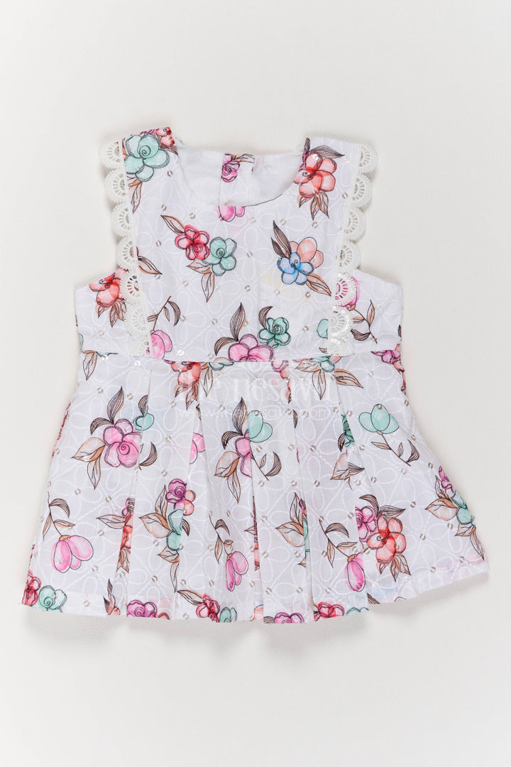 Baby Girl Cotton Frock with Half White Digital Print for Celebrations