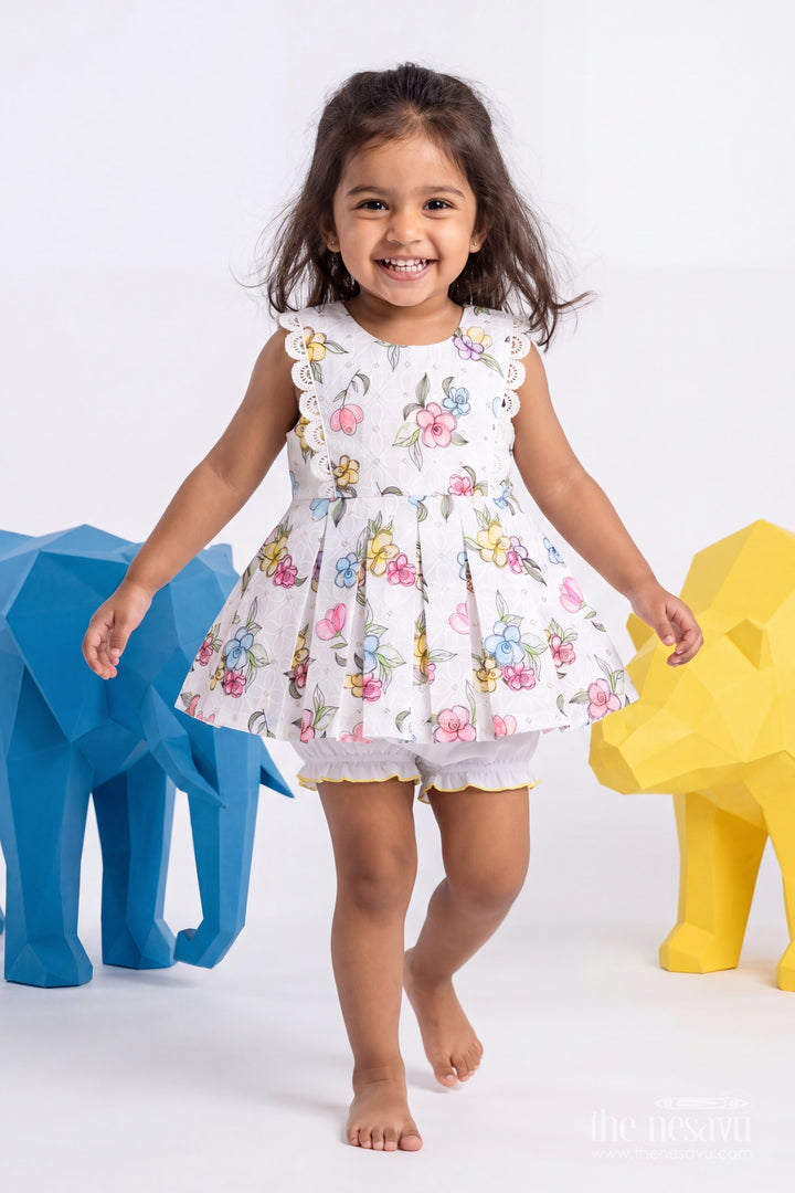 Newborn Cotton Dress with Half White Ruffled Finish for Special Occasions